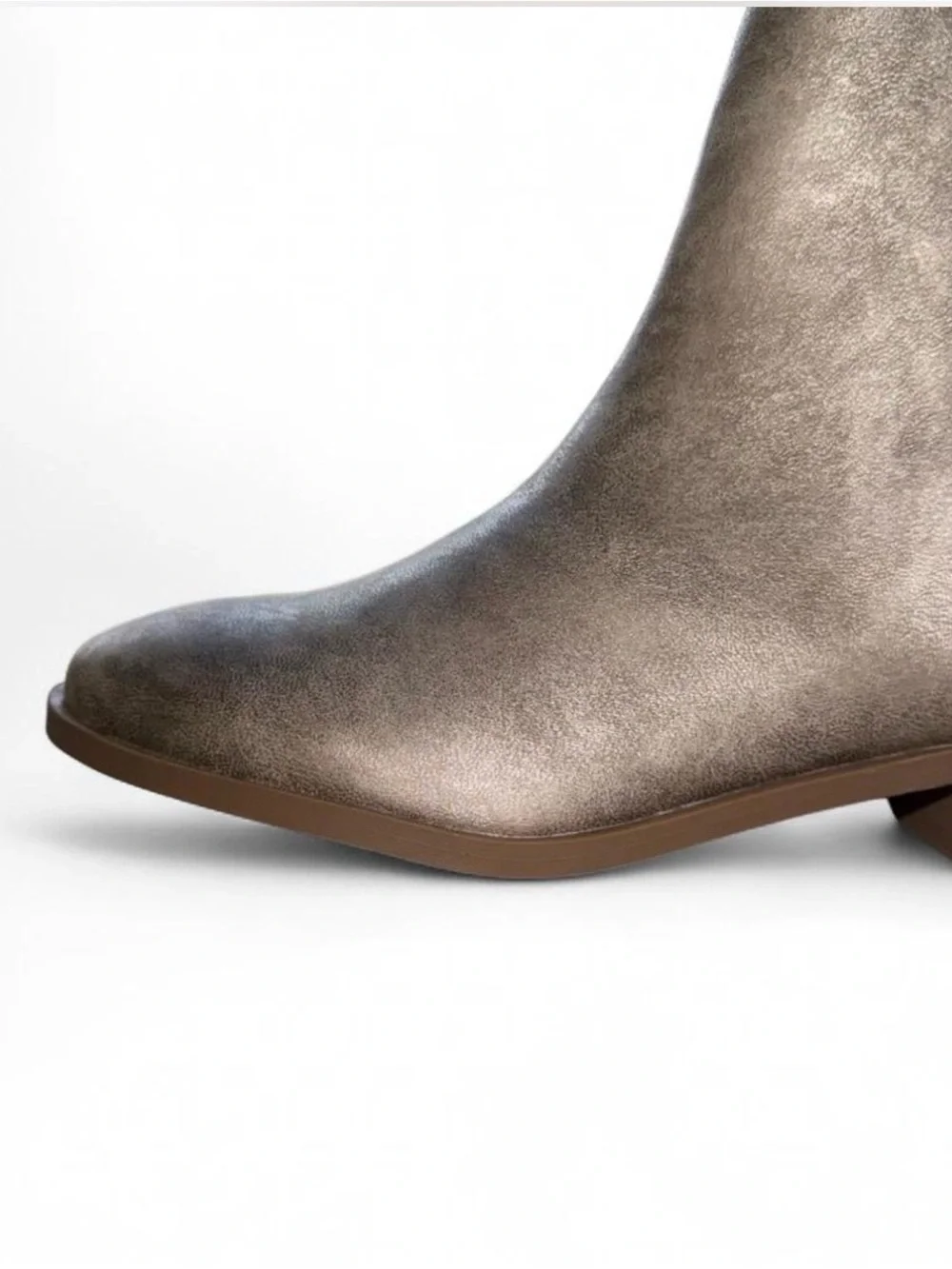 Wonder Nation Girls Metallic Taupe Gray Ankle Chelsea Boots Booties Size 6 NWT